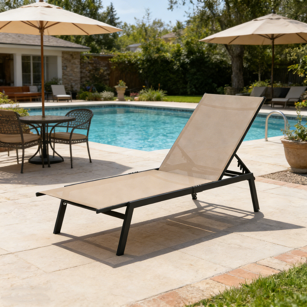 YODOLLA Curved Design Pool Lounge Chairs, Beige