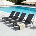 YODOLLA 4 PCS Curved Design Pool Lounge Chairs, Black