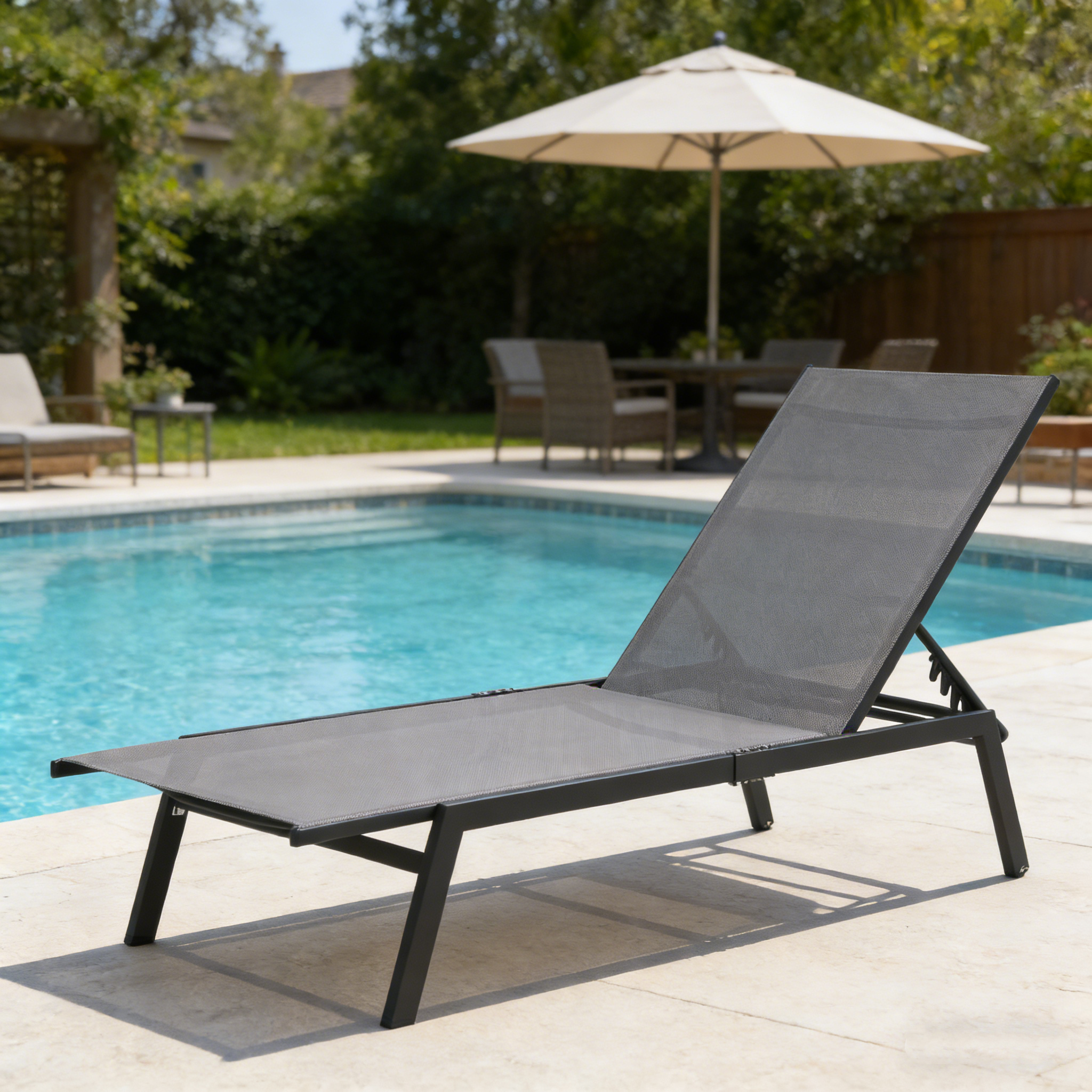 YODOLLA Curved Design Pool Lounge Chairs, Dark Grey