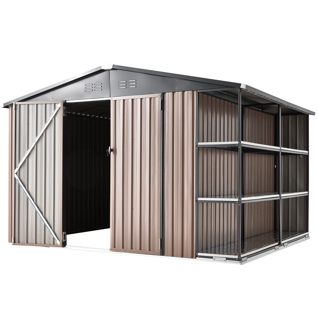 YODOLLA 10x8 Metal Storage Shed with Rack