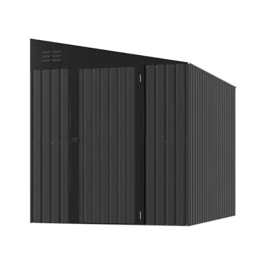 YODOLLA Outdoor 6' x 8' Metal Wall Side Lean to Storage Shed, Dark Gray