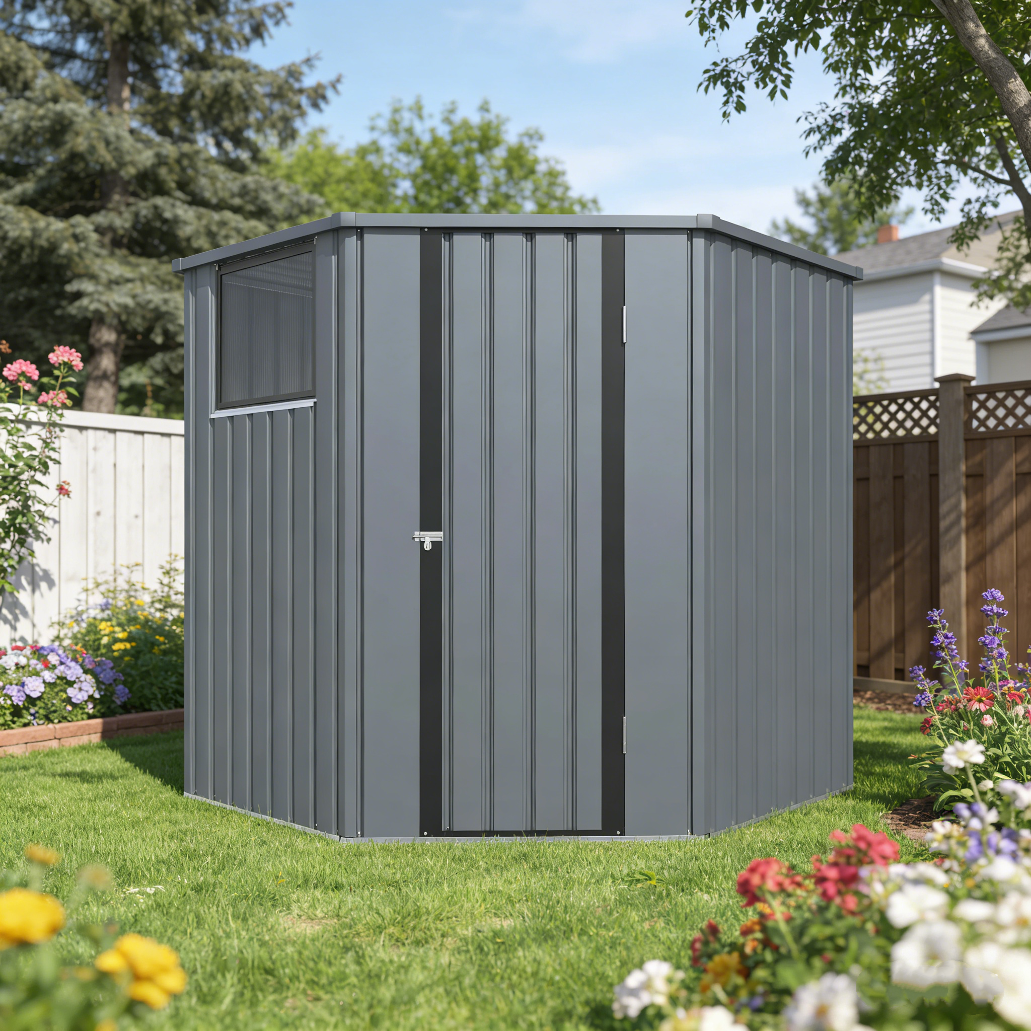 YODOLLA Corner 6x6 Storage Sheds & Outdoor Storage with Openable Windows