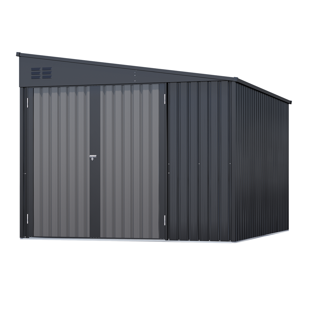 YODOLLA 8x10 Lean-to Shed, Outdoor Storage Shed, Dark Gray