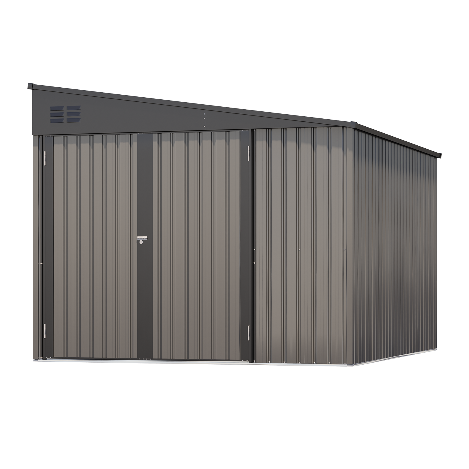 YODOLLA 8x10 Lean-to Shed, Outdoor Storage Shed, Gray
