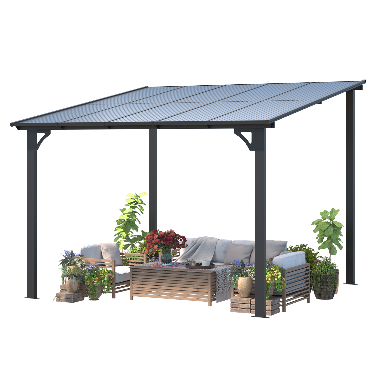 YODOLLA 10’ x 10’ Gazebo, Wall Mounted Gazebos Pergola