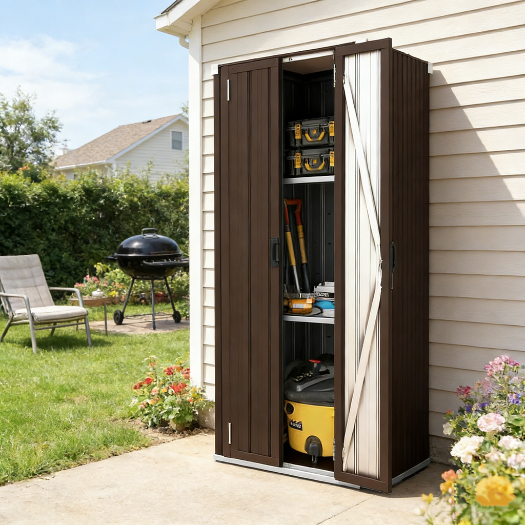 YODOLLA Vertical Garden Storage Shed, Brown