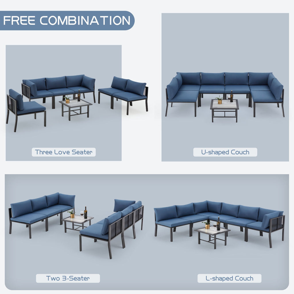 YODOLLA 7 Pieces Patio Furniture Set, Blue