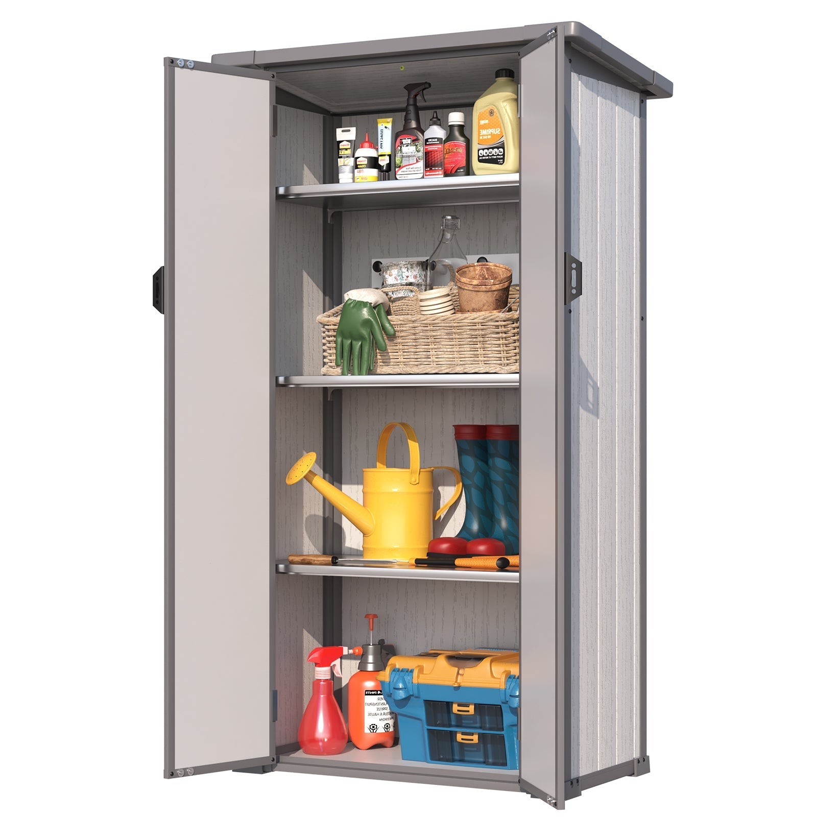YODOLLA Waterproof Tall Resin Outdoor Storage Cabinet with Adjustable Shelves
