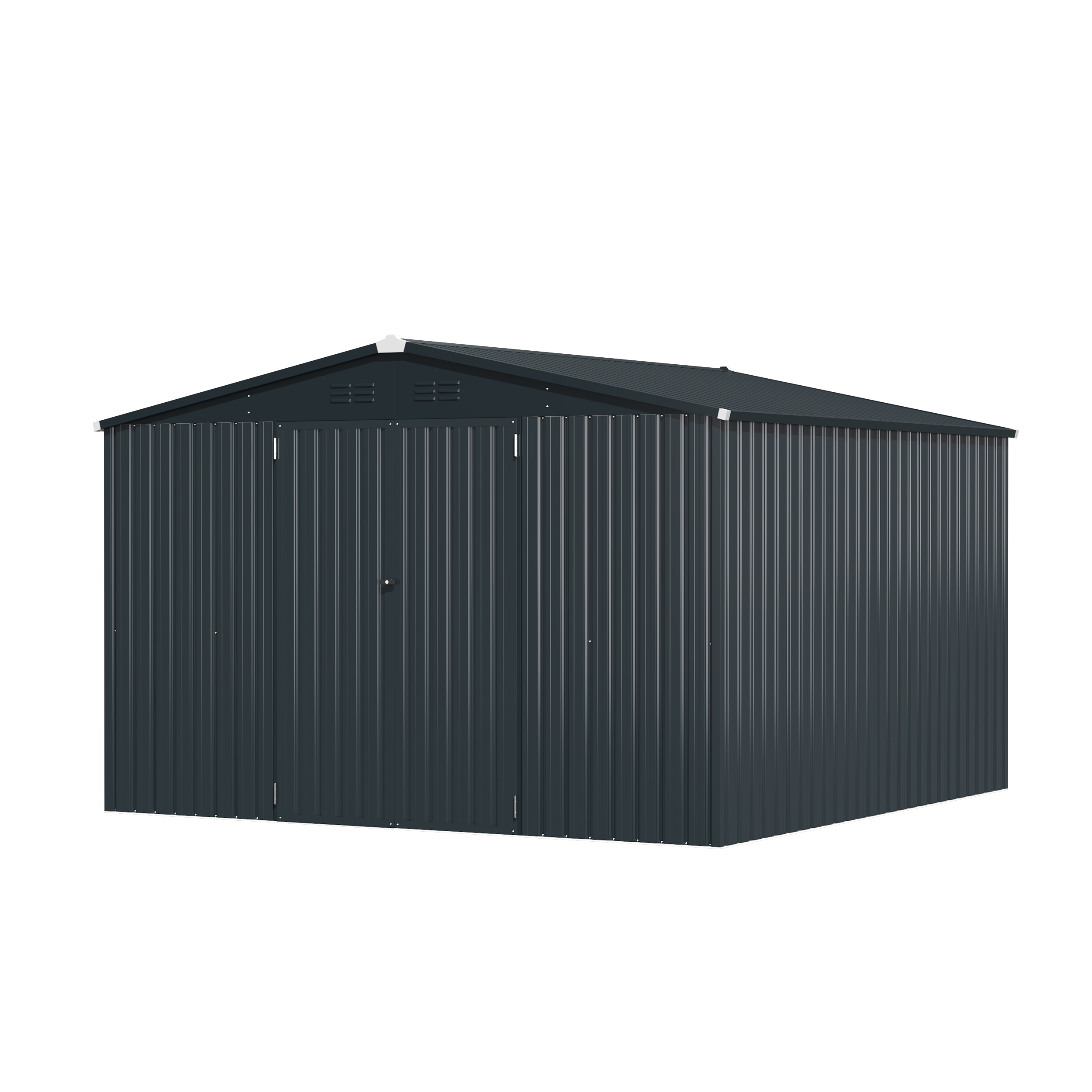 YODOLLA 10'x10' Metal Storage Shed, Dark Grey
