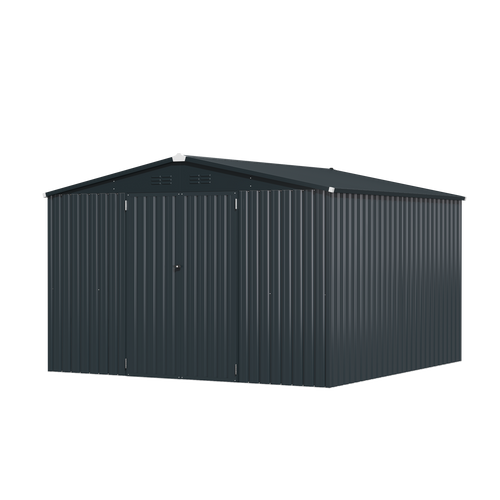YODOLLA 10'x10' Metal Storage Shed, Dark Grey