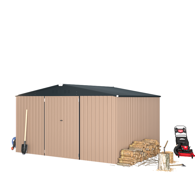 YODOLLA Shed 12' x 10' Outdoor Storage Shed, Grey