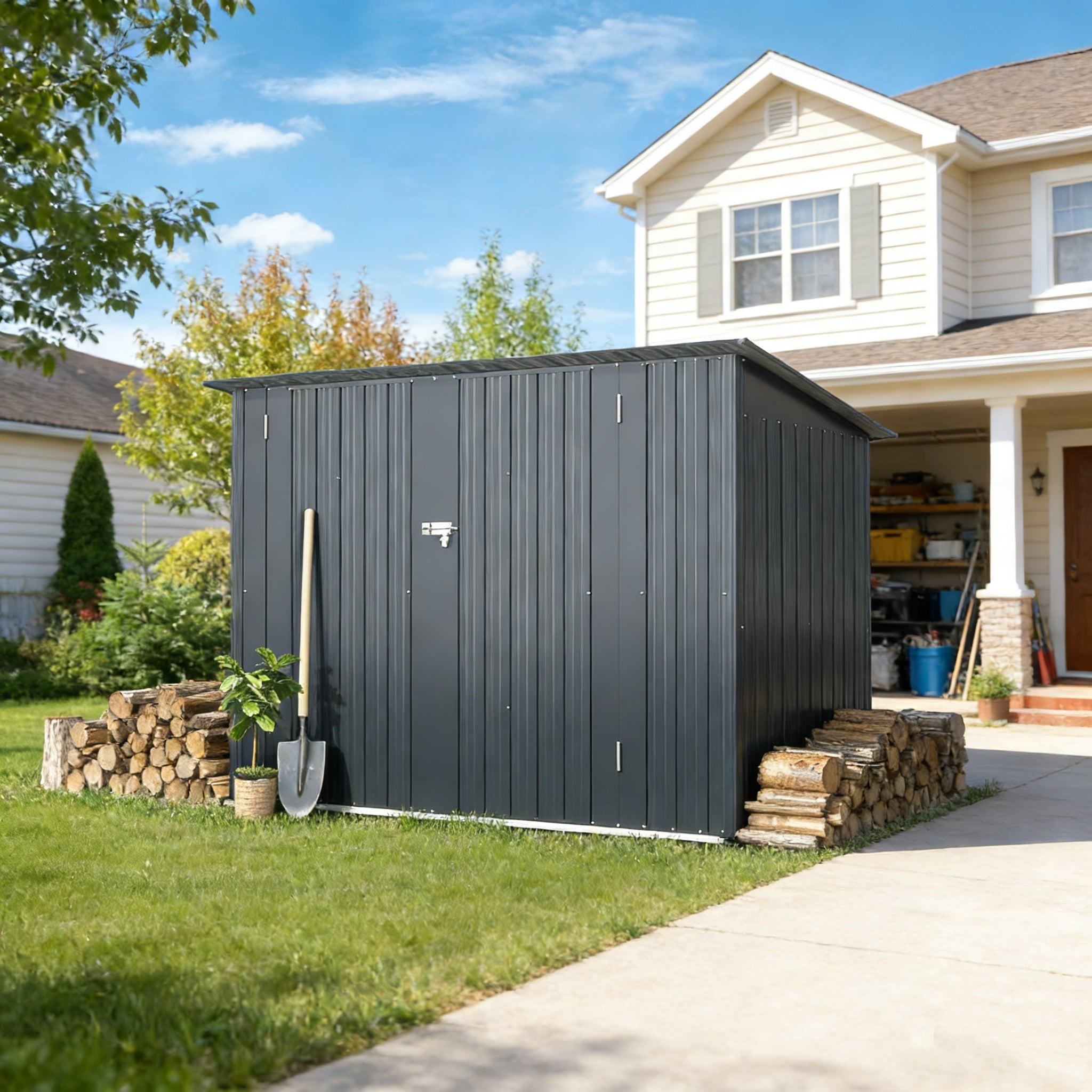 YODOLLA 7x3 Small Metal Shed for Garden & Yardbest