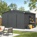 YODOLLA 10x14 Metal Outdoor Storage Garden Shed, Dark Gray