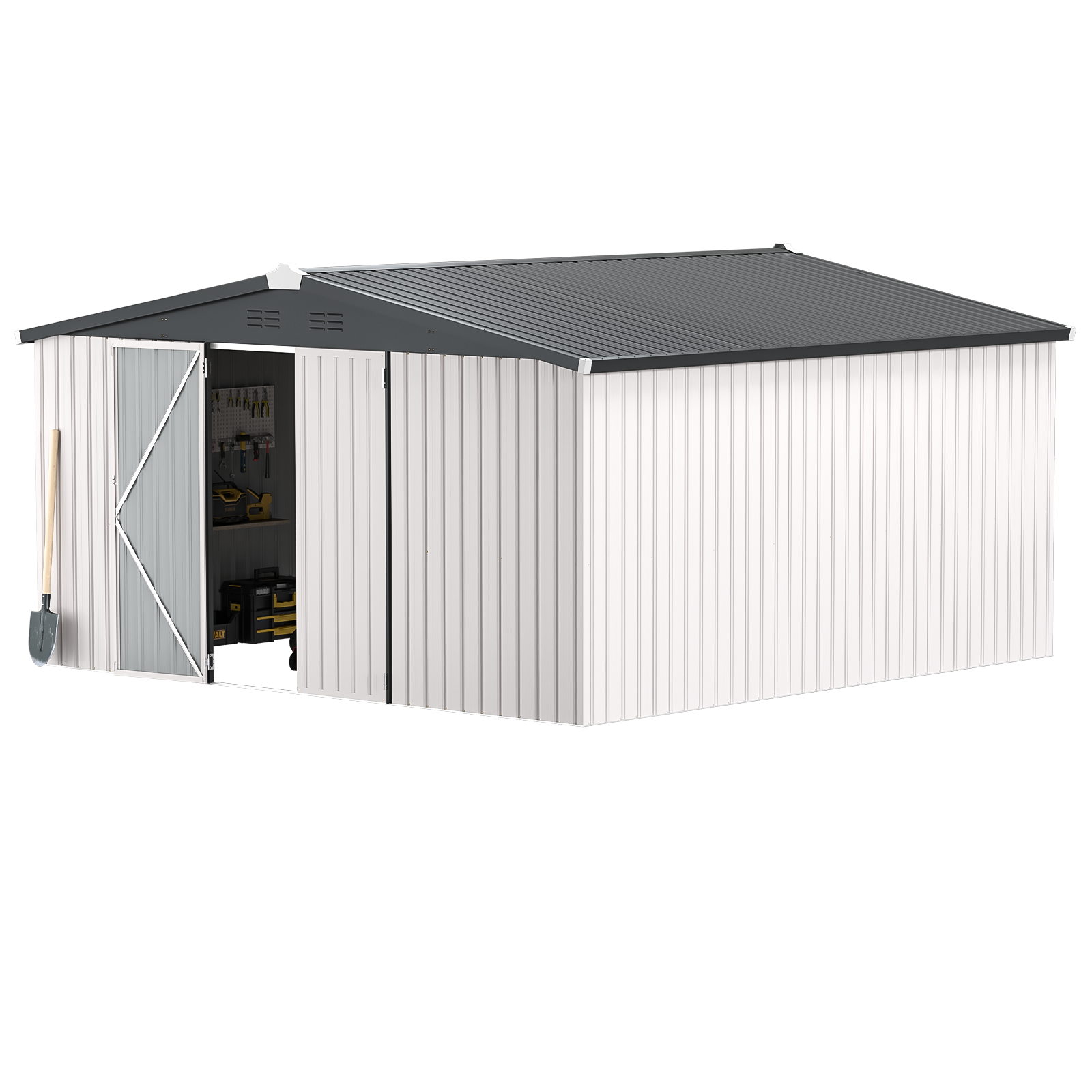 YODOLLA Shed 12' x 12' Storage Shed, Whitebest