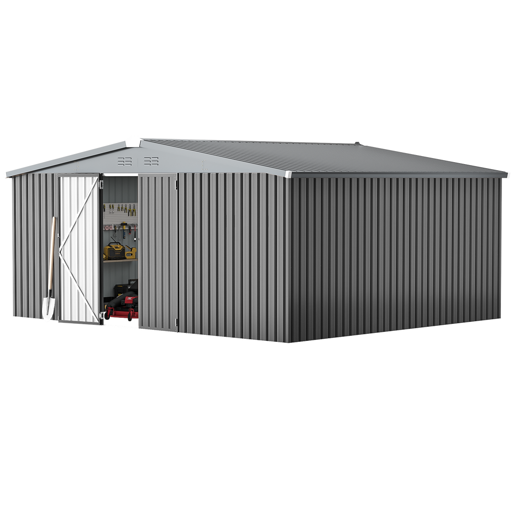 YODOLLA 14x12 Metal Storage Shed Outdoor Shed, Dark Gray