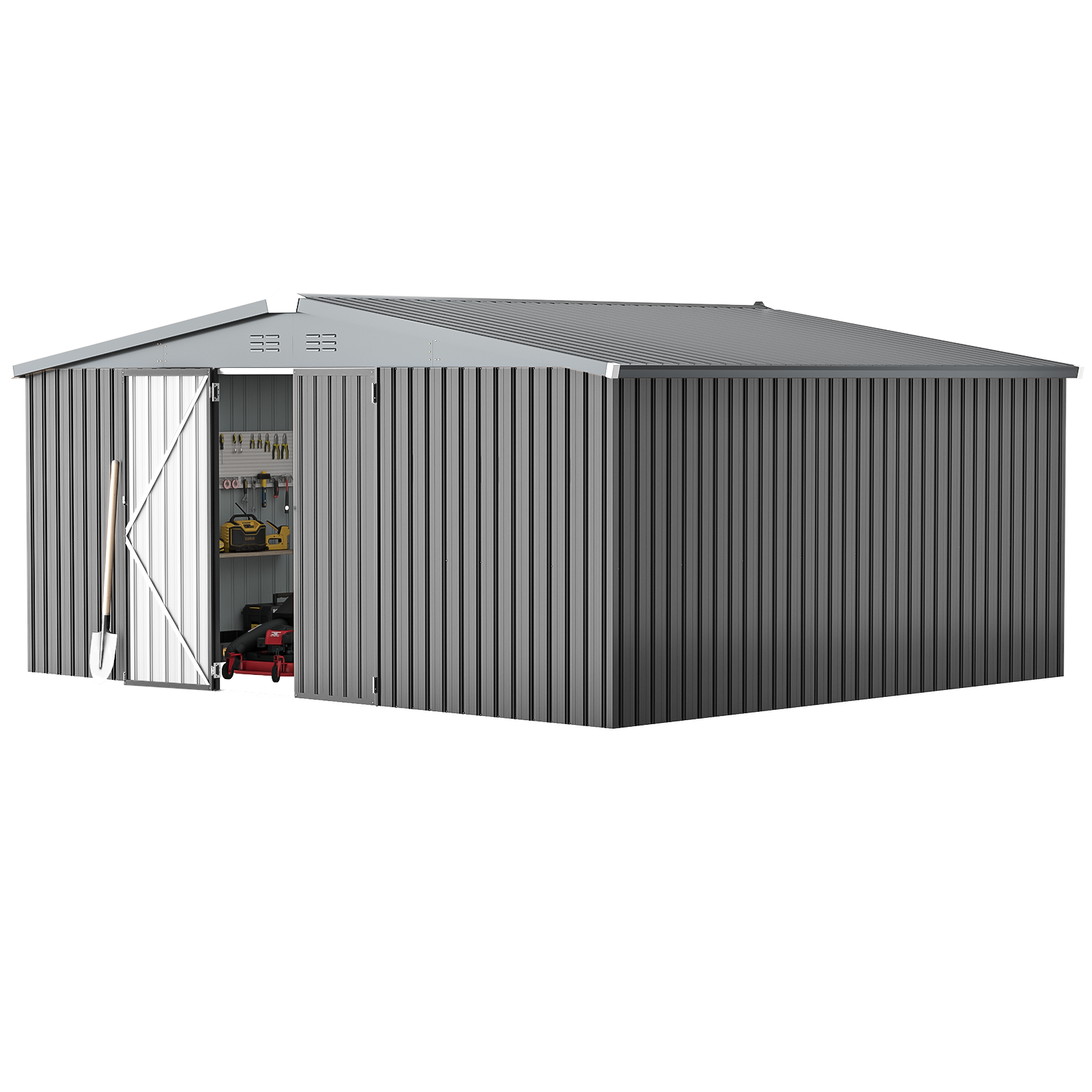 YODOLLA 14x12 Metal Storage Shed Outdoor Shed, Dark Gray