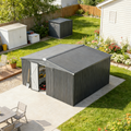 YODOLLA 14x12 Metal Storage Shed Outdoor Shed, Dark Gray