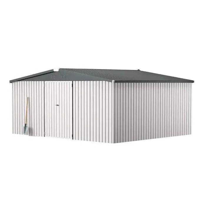YODOLLA 14x12 Metal Storage Shed Outdoor Shed, White