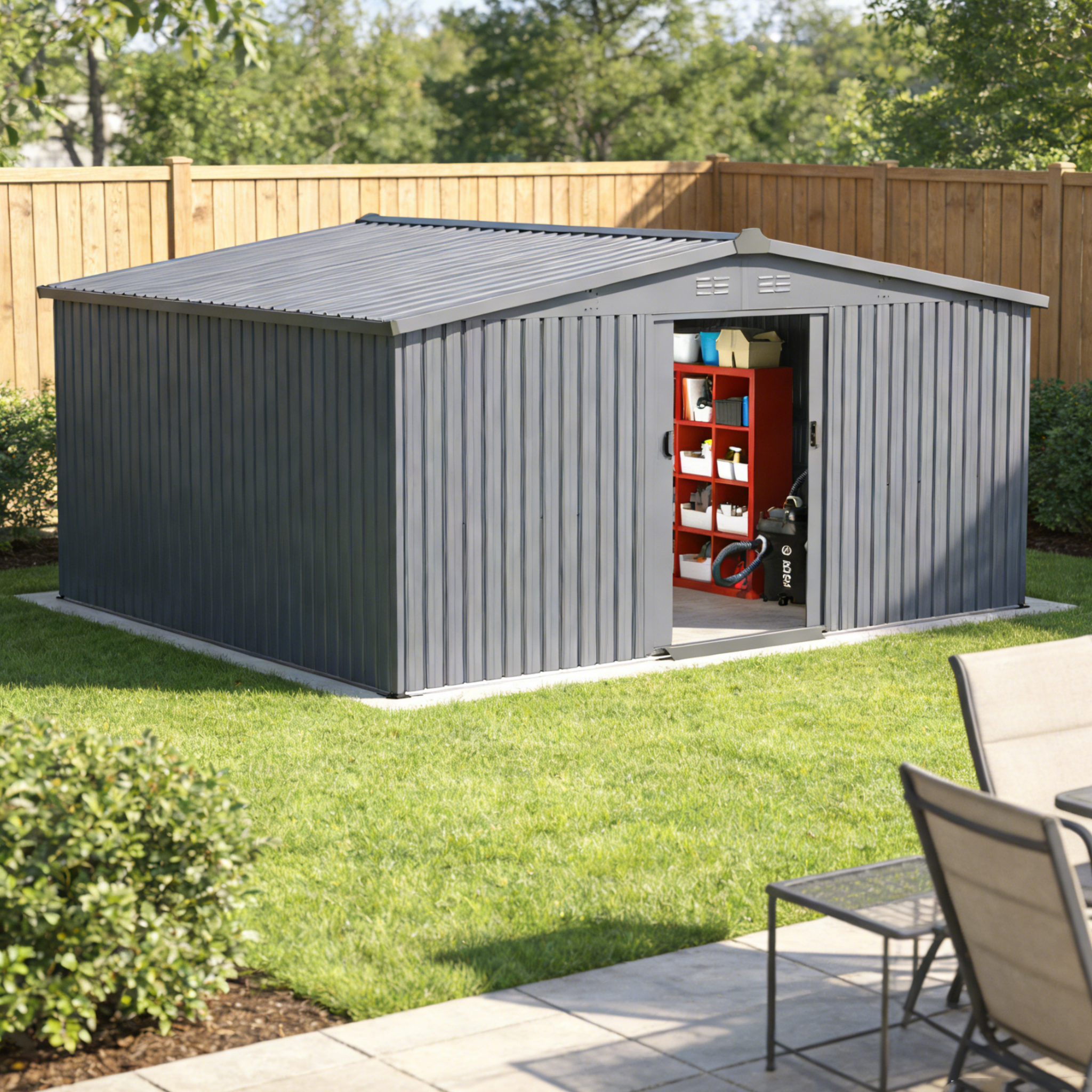 YODOLLA 12' x 14' Outdoor Storage Shed with Sliding Door