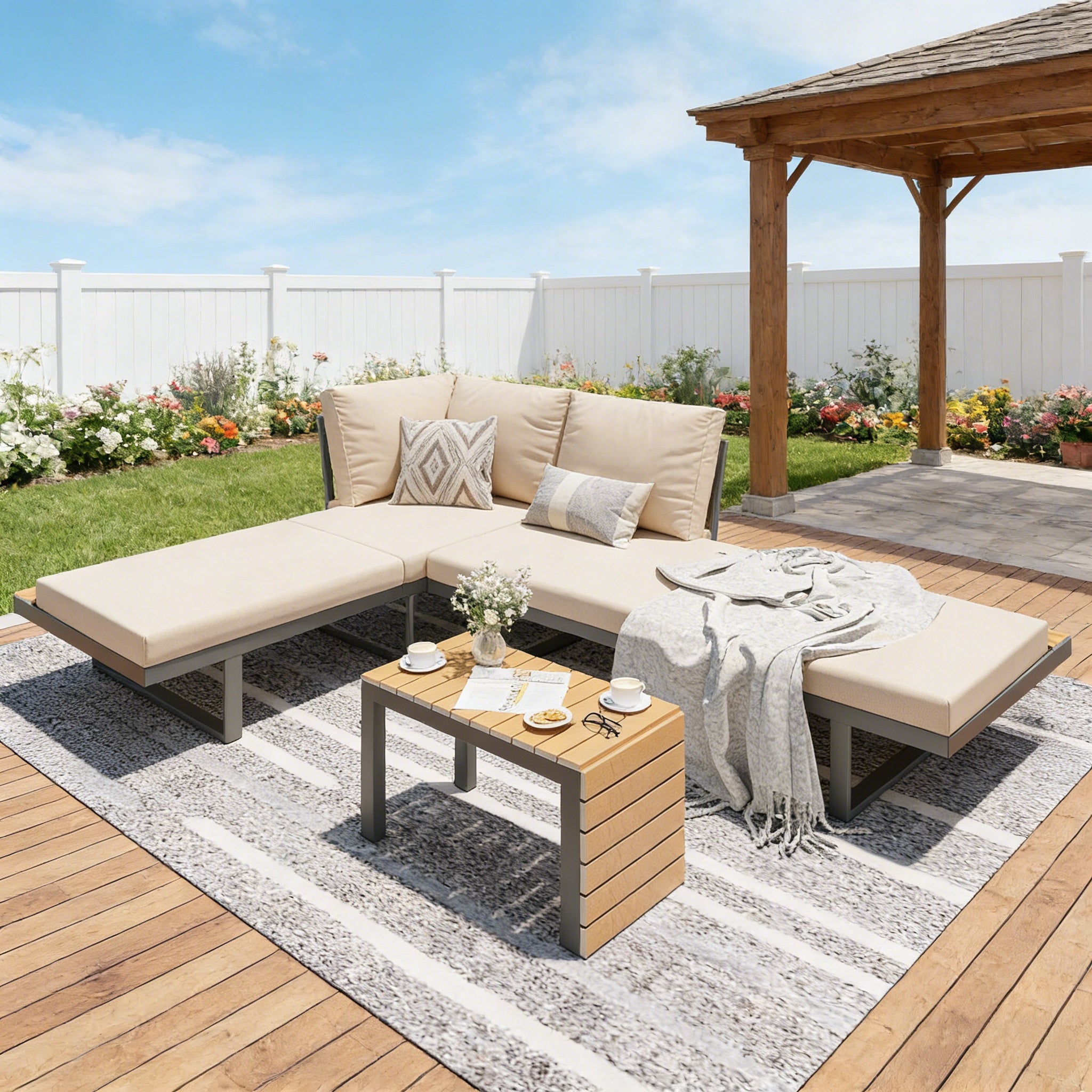 YODOLLA 4 Piece Metal Patio Furniture Set