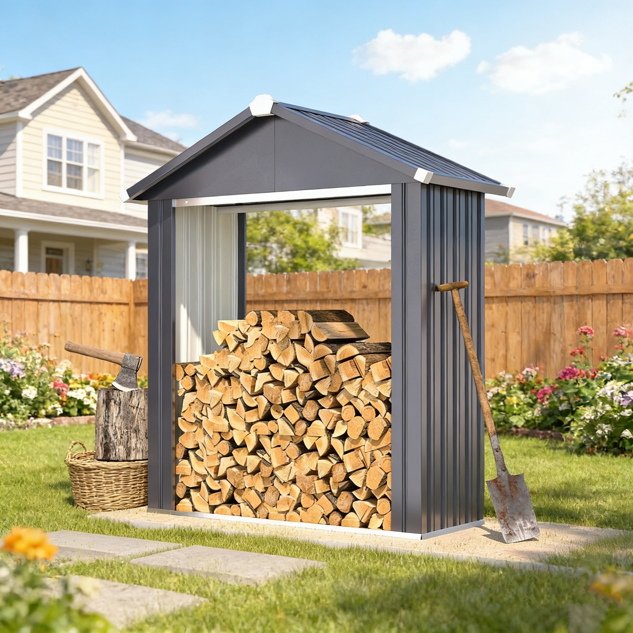 YODOLLA 2x5FT Outdoor Storage Shed, Grey