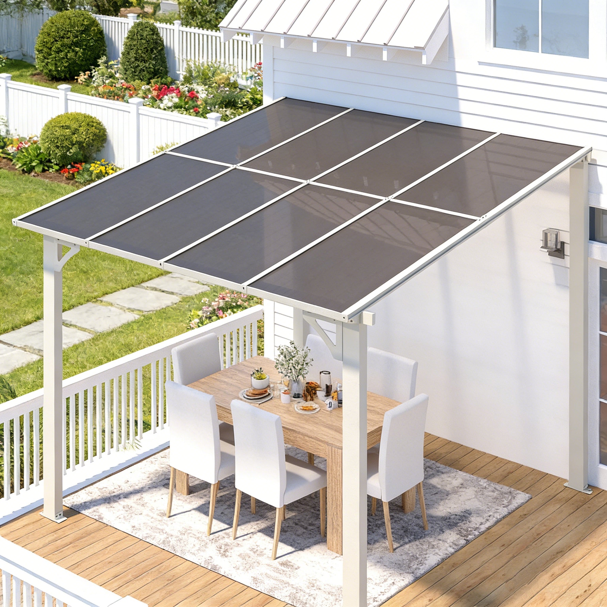 YODOLLA 8' x 8' Lean to Gazebo Pergola for Patio, White