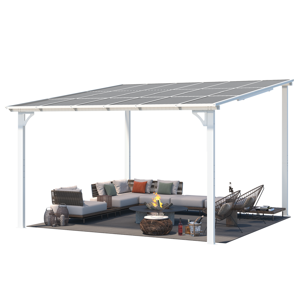 YODOLLA 12' x 12' Large Outdoor Wall Mounted Gazebos, White