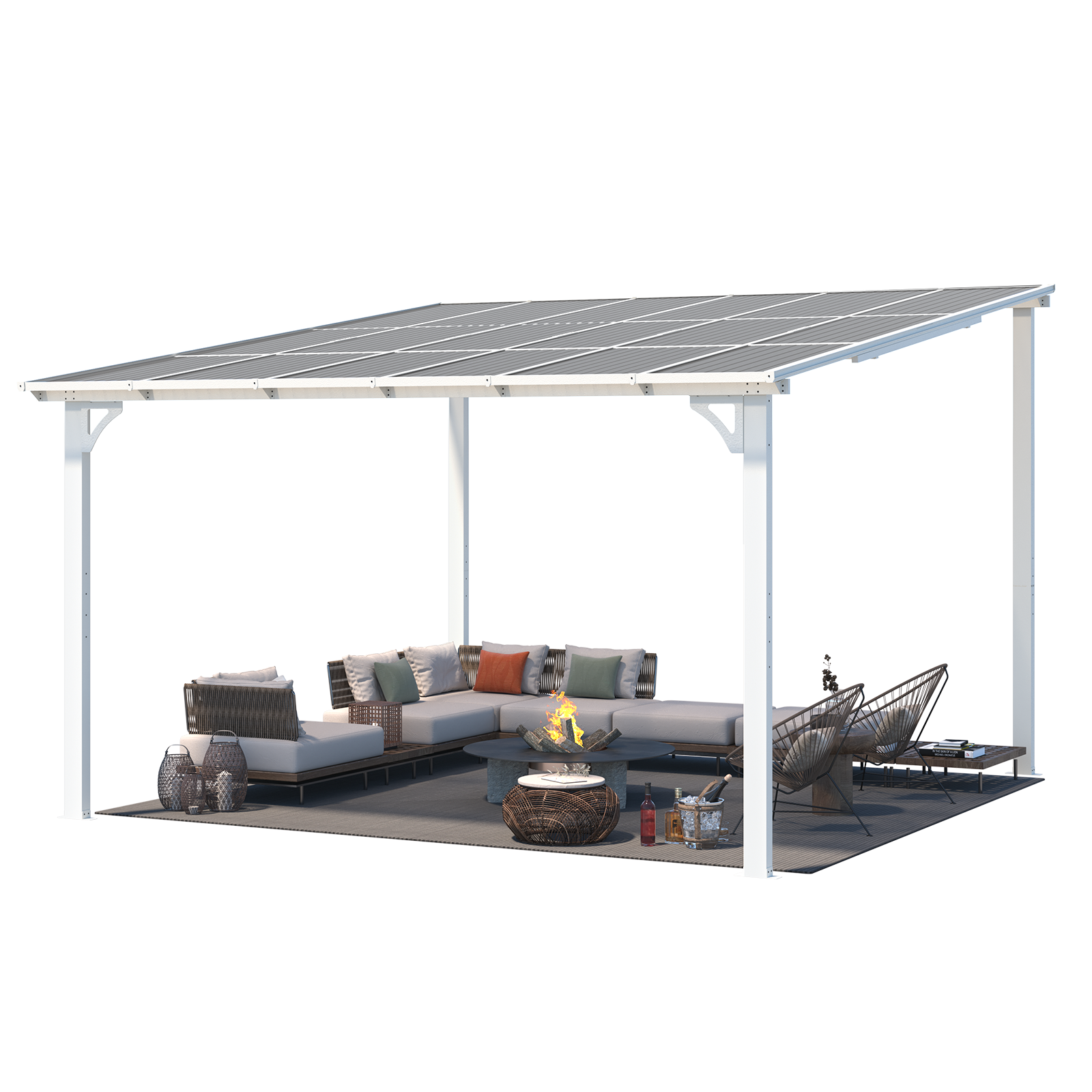 YODOLLA 12' x 12' Large Outdoor Wall Mounted Gazebos, White