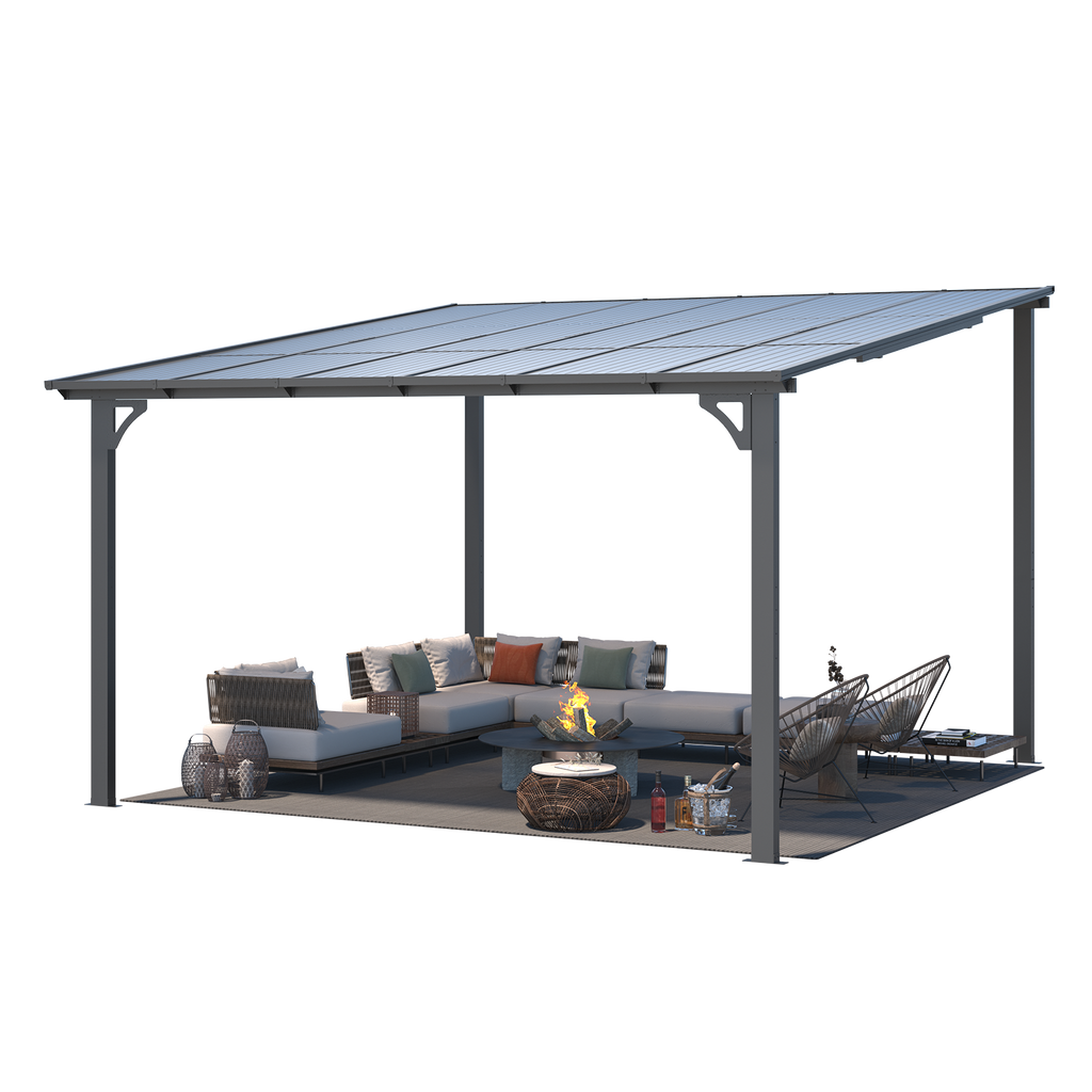 YODOLLA 12' x 12' Large Outdoor Wall Mounted Gazebos, Dark Graybest