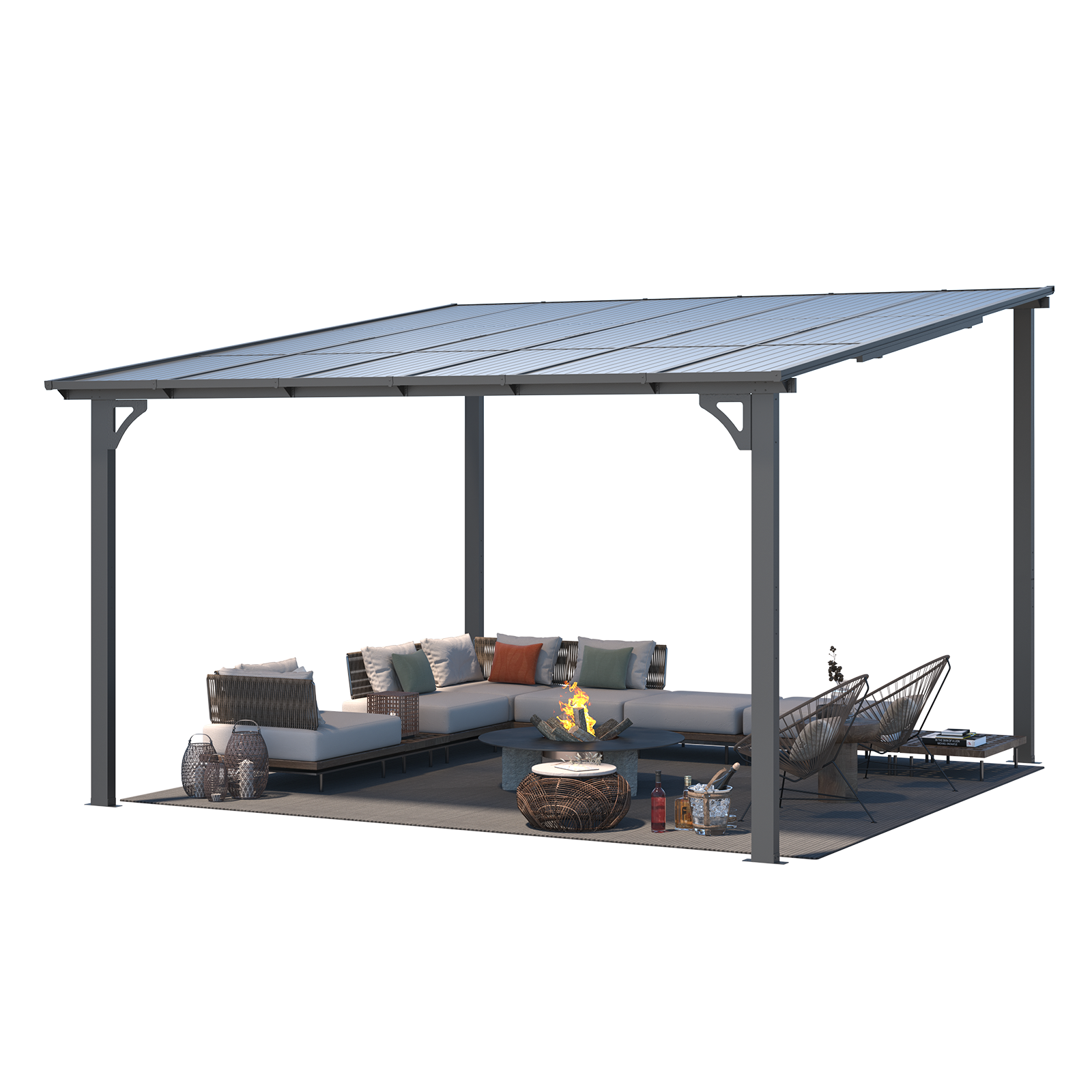 YODOLLA 12' x 12' Large Outdoor Wall Mounted Gazebos, Dark Graybest