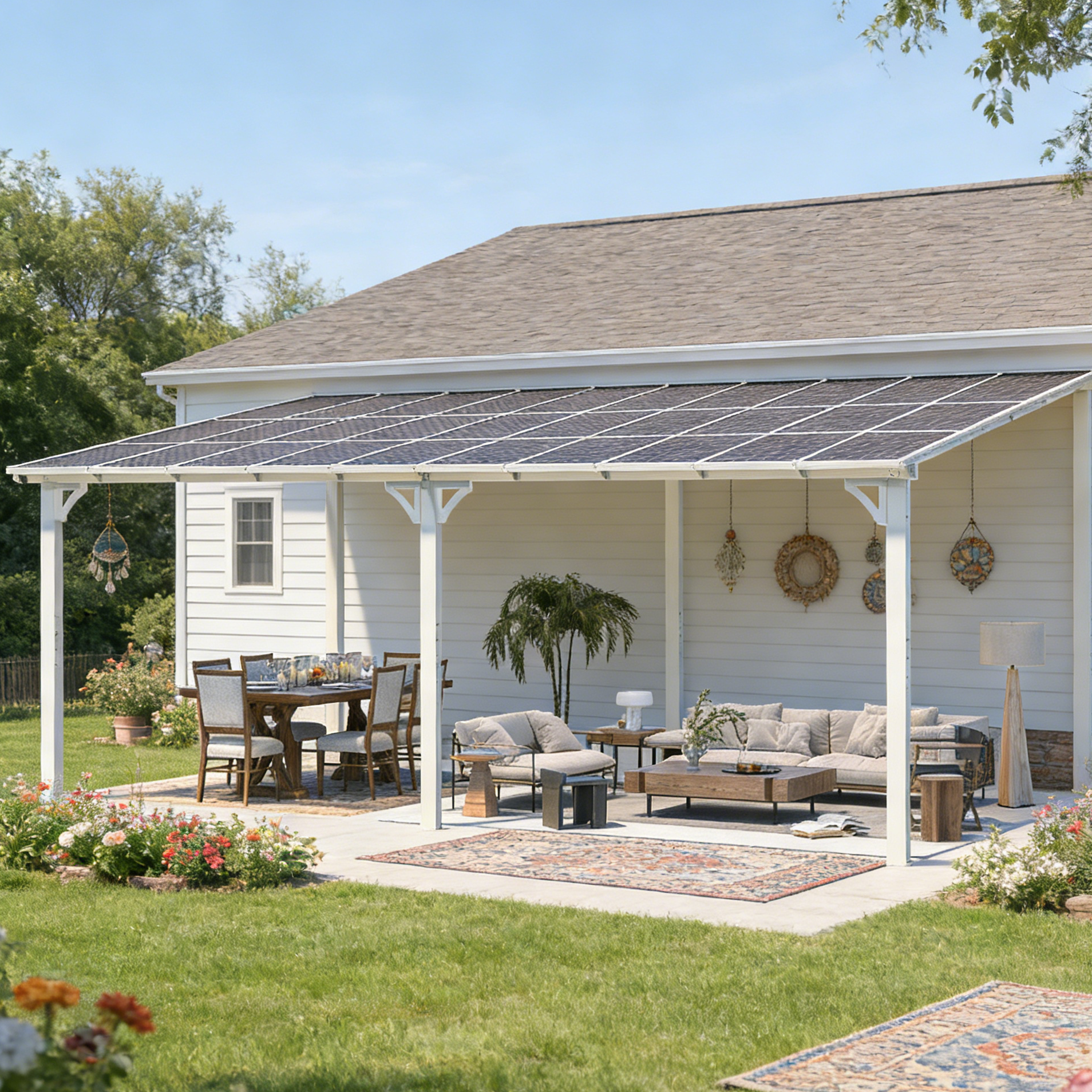 YODOLLA 20'x12' Wall Mounted Gazebos Pergola, White