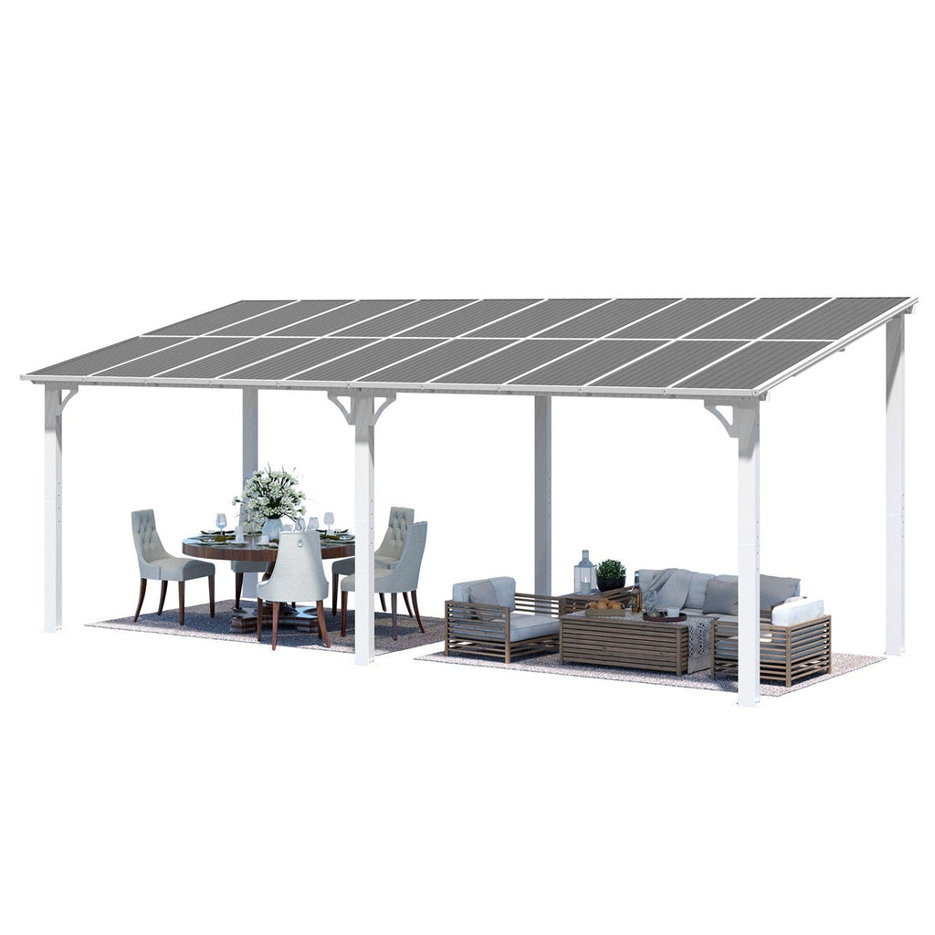 YODOLLA 20'x8' Wall Mounted Gazebos Pergola, White