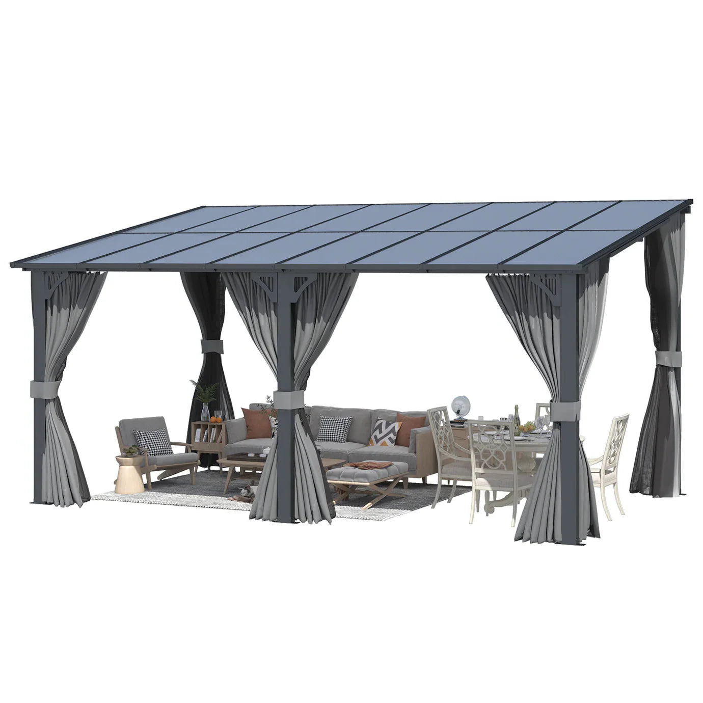 YODOLLA 16' x 10' Gazebo Outdoor Pergola for Patio with Curtains and Netting