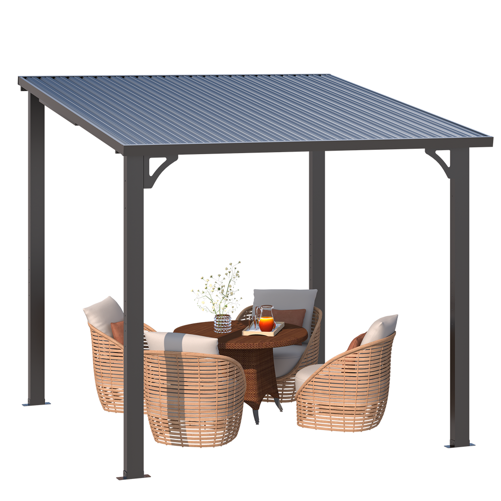 YODOLLA 8' x 8' Outdoor Pergola Hardtop Gazebo,Dark Grey
