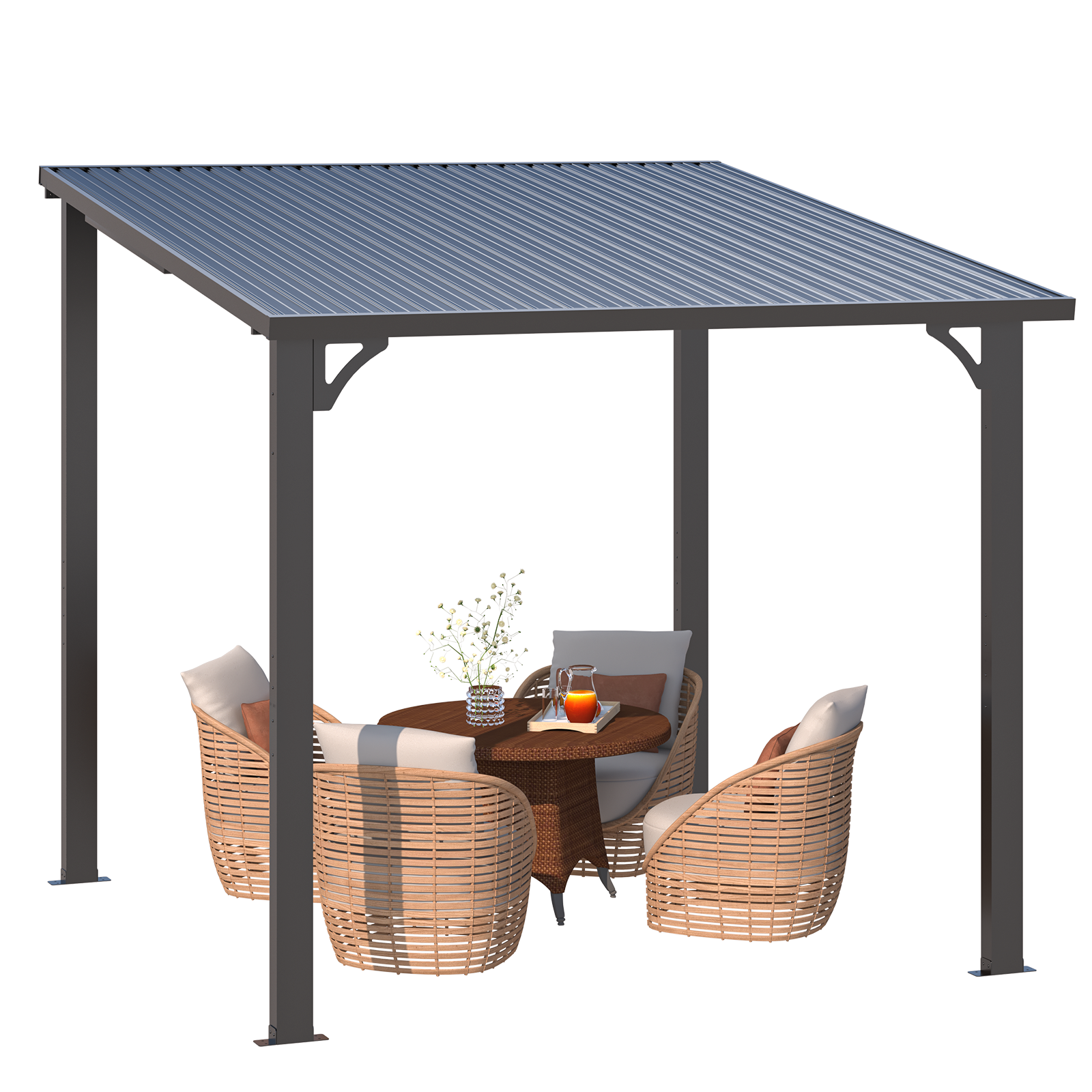 YODOLLA 8' x 8' Outdoor Pergola Hardtop Gazebo,Dark Grey