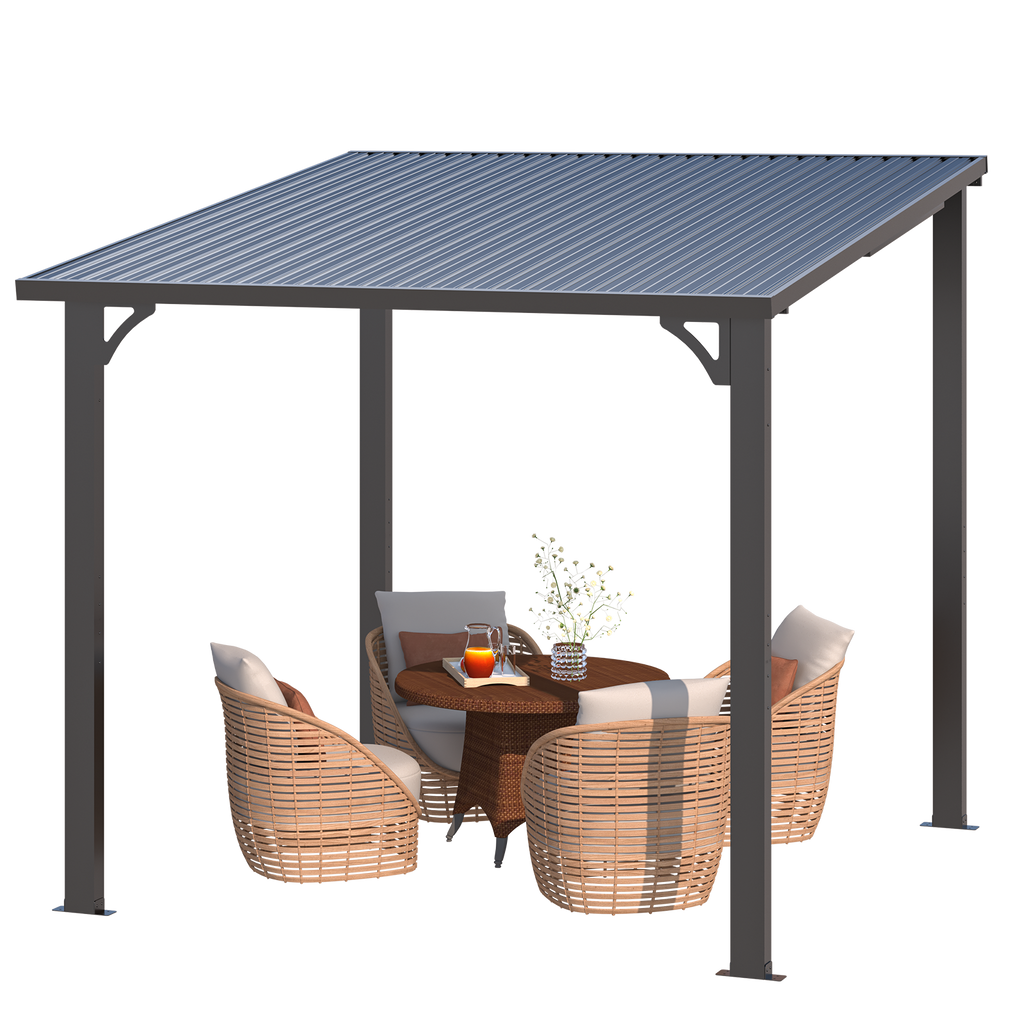 YODOLLA 8' x 8' Outdoor Pergola Hardtop Gazebo,Dark Grey