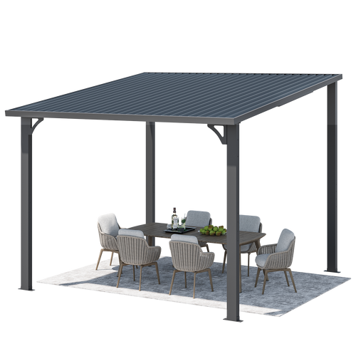 YODOLLA 10' x 10' Outdoor Pergola Hardtop Gazebo, Dark Grey