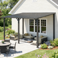 YODOLLA 14' x 10' Hard Top Lean to Gazebo Outdoor Pergola, Dark Grey