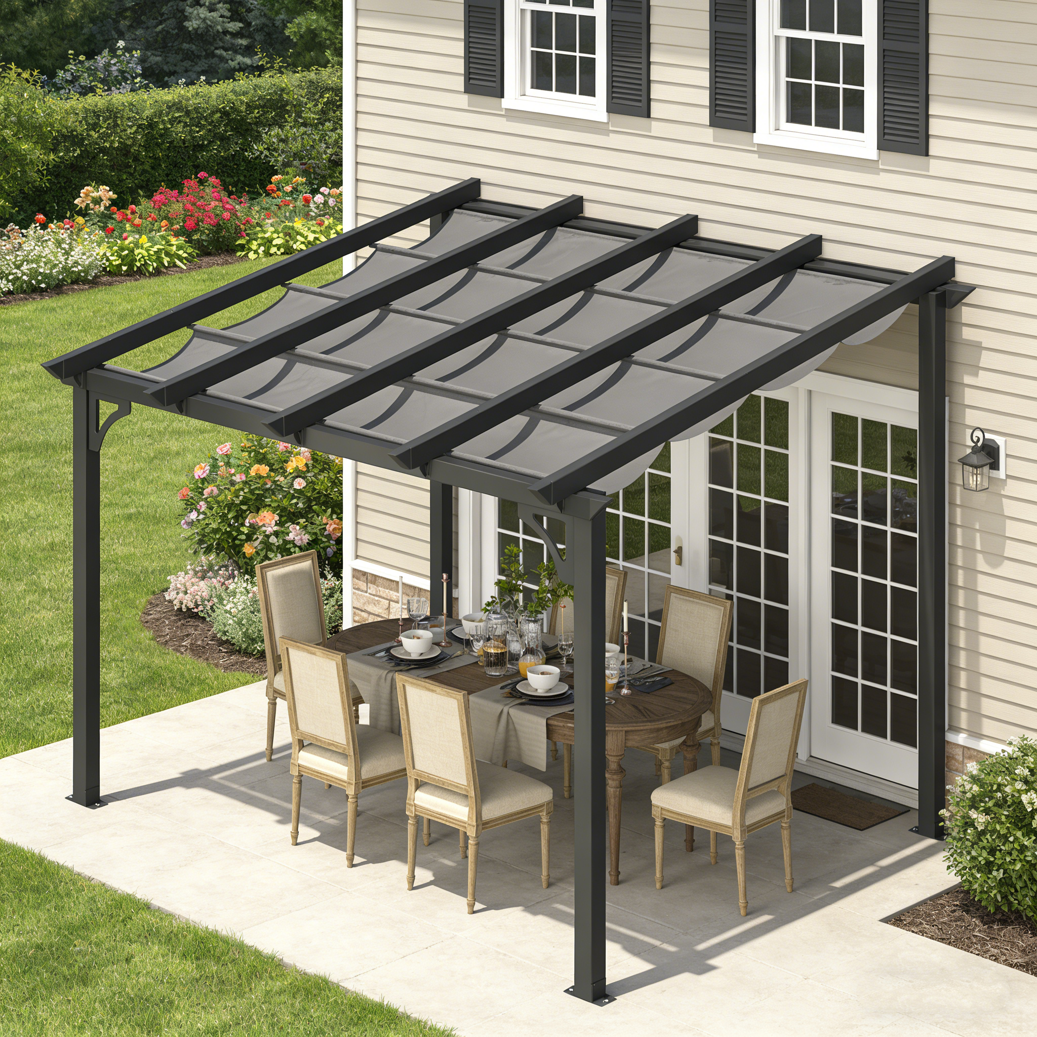 YODOLLA 10' x 8' Gazebo for Patio, Retractable Pergola with Adjustable Sun Shade Canopy Roof