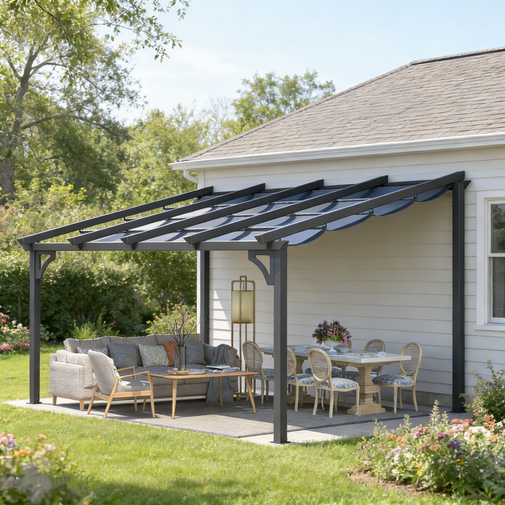 YODOLLA 14' x 10' Gazebo for Patio, Retractable Pergola with Adjustable Sun Shade Canopy Roofbest