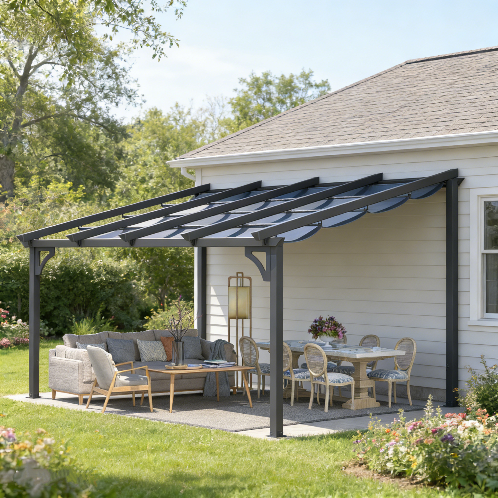 YODOLLA 14' x 10' Gazebo for Patio, Retractable Pergola with Adjustable Sun Shade Canopy Roofbest