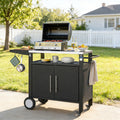 YODOLLA Outdoor Grill Table with Storage Cabinet, Rolling Bar Grill Cart 50’’×20’’×32.2’’