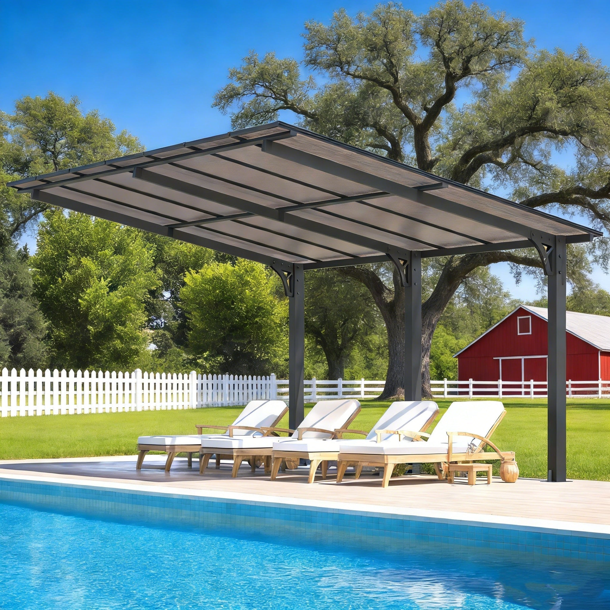 YODOLLA 14' x 10' Gazebo for Patio, Hard Top Lean to Gazebo Pergola Carport, Freestanding Shelter Pergolas and Gazebos Clearance with Patio Roof