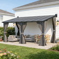 YODOLLA 16' x 8' Gazebo Outdoor Pergola with Curtains and Nettingbest