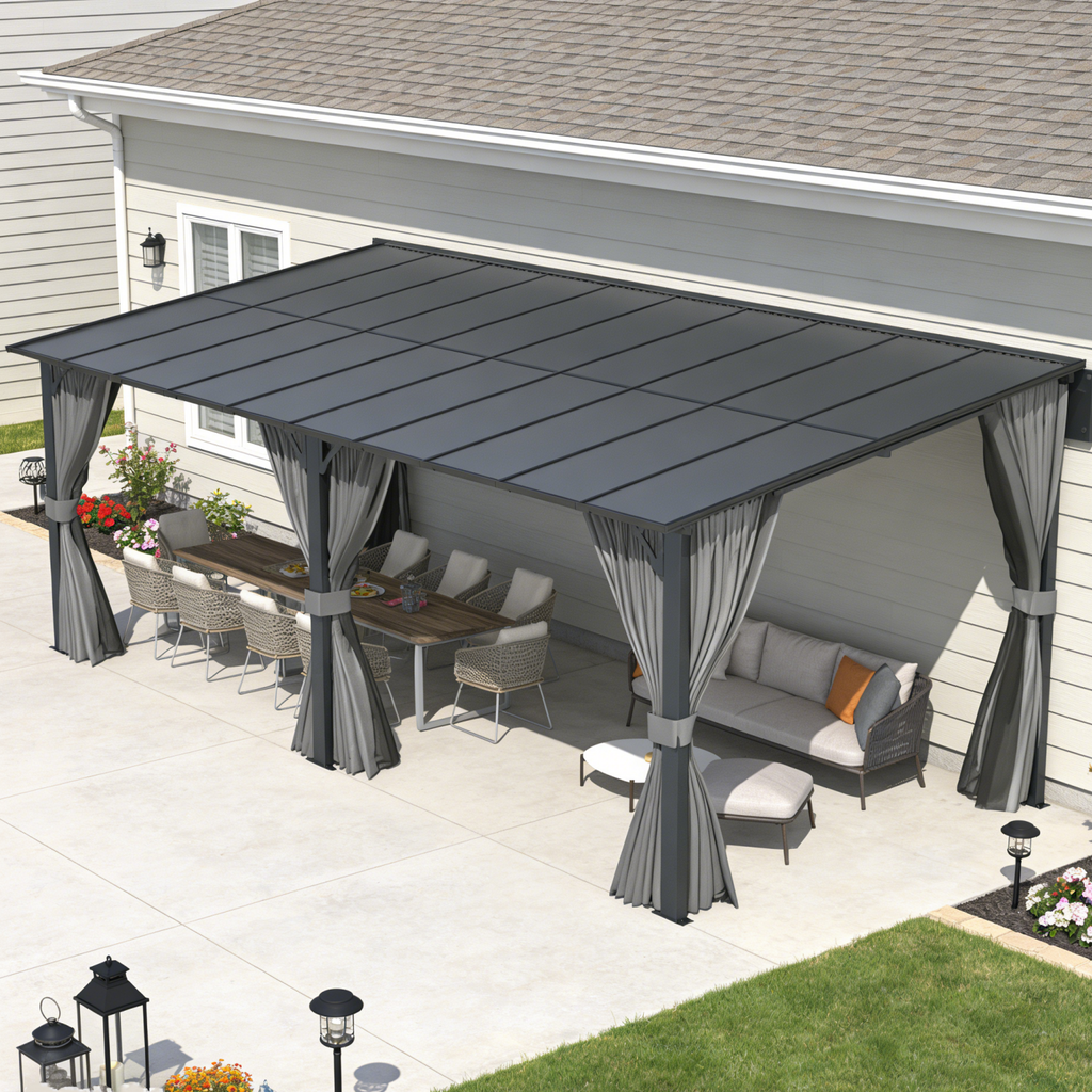 YODOLLA 20' x 10' Outdoo Gazebo for Patio with Curtains and Netting