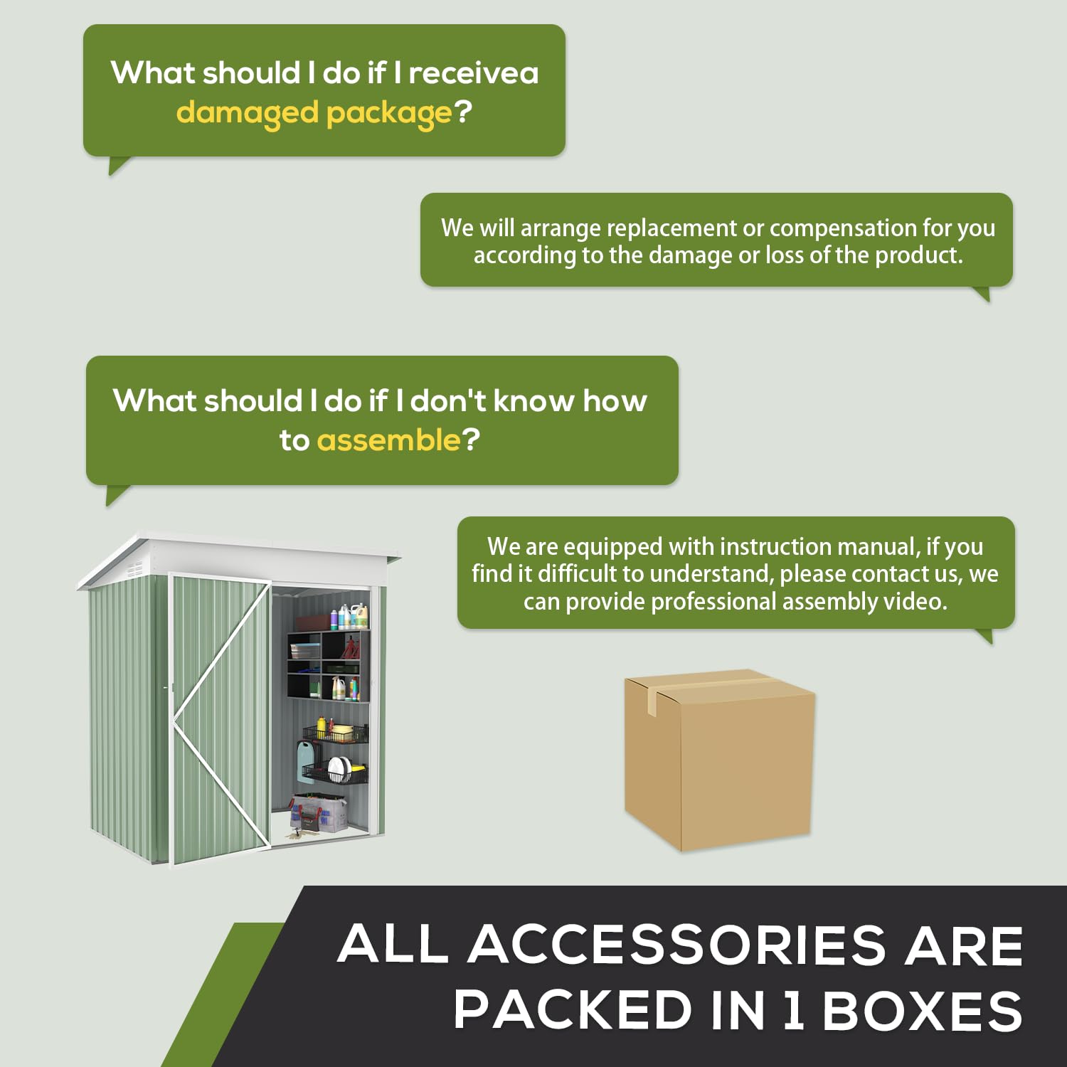 YODOLLA 5'x3' Outdoor Storage Shed