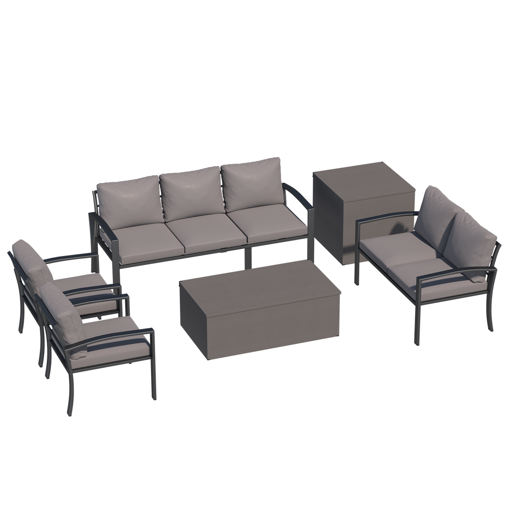 YODOLLA 6 Pieces Metal Patio Furniture Set, Grey