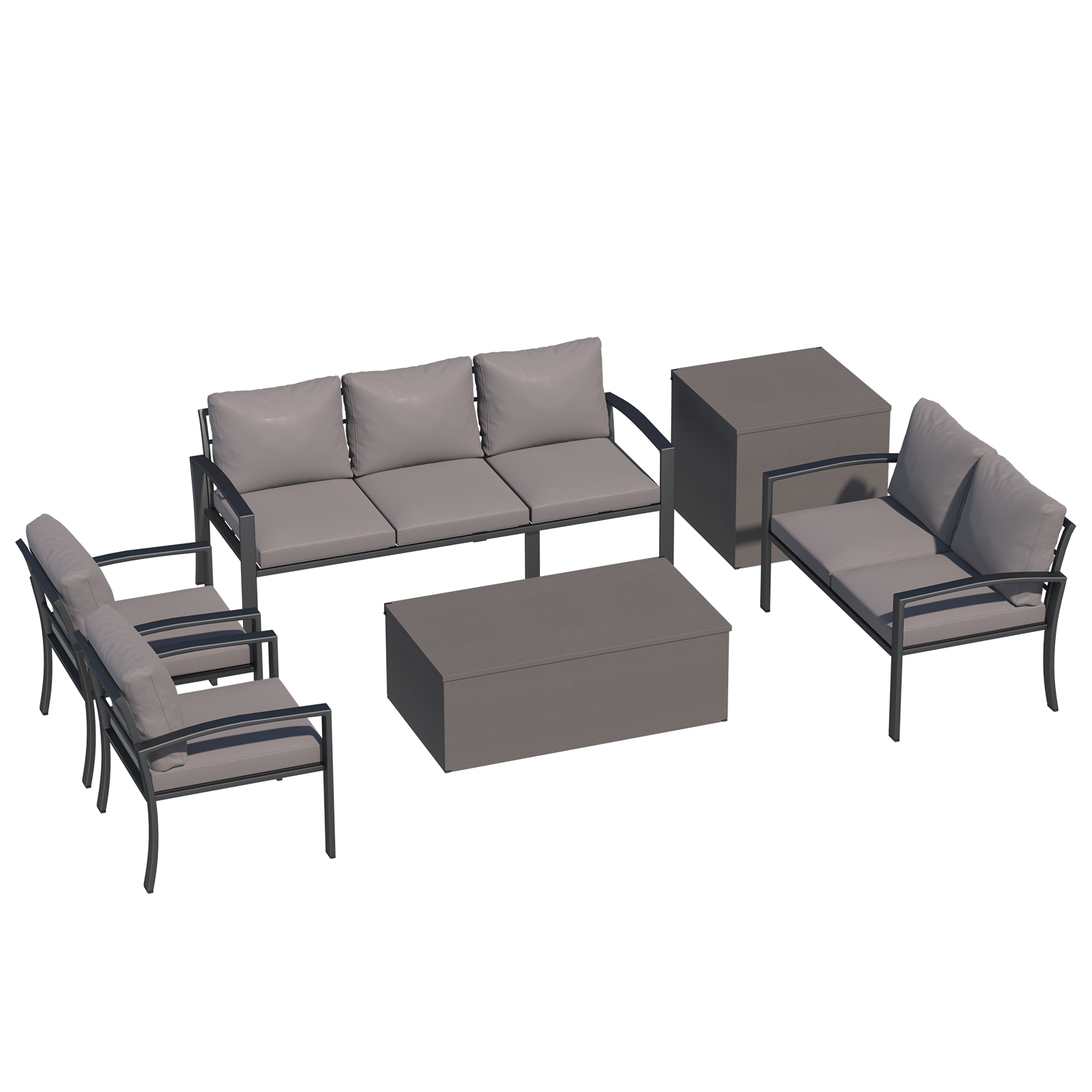 YODOLLA 6 Pieces Metal Patio Furniture Set, Grey