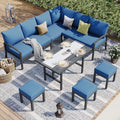 YODOLLA 7 Pieces Metal Patio Furniture Set, Dark Blue