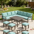 YODOLLA 7 Pieces Metal Patio Furniture Set, Green